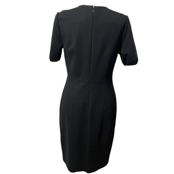 Ellie Tahari Size 8 Medium Gray & Blue Tweed Wool Short Sleeve V-Neck Sheath Dre - Picture 5 of 12